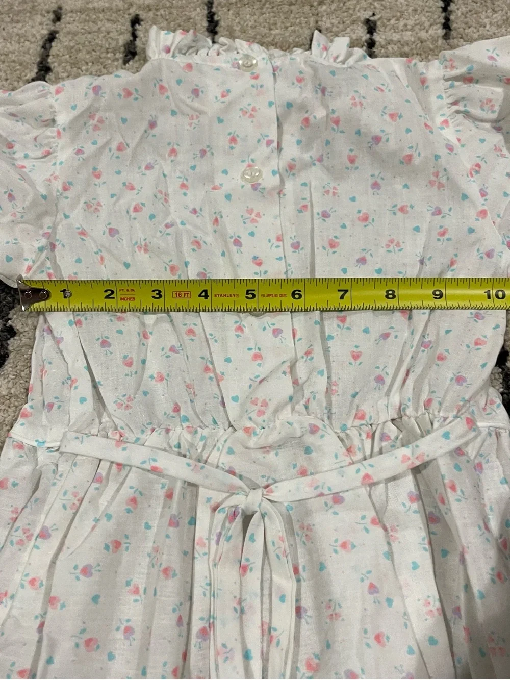 Vtg Winnie The Pooh Disney Girl Dress Size 6 Ditsy Floral White Spring USA Made